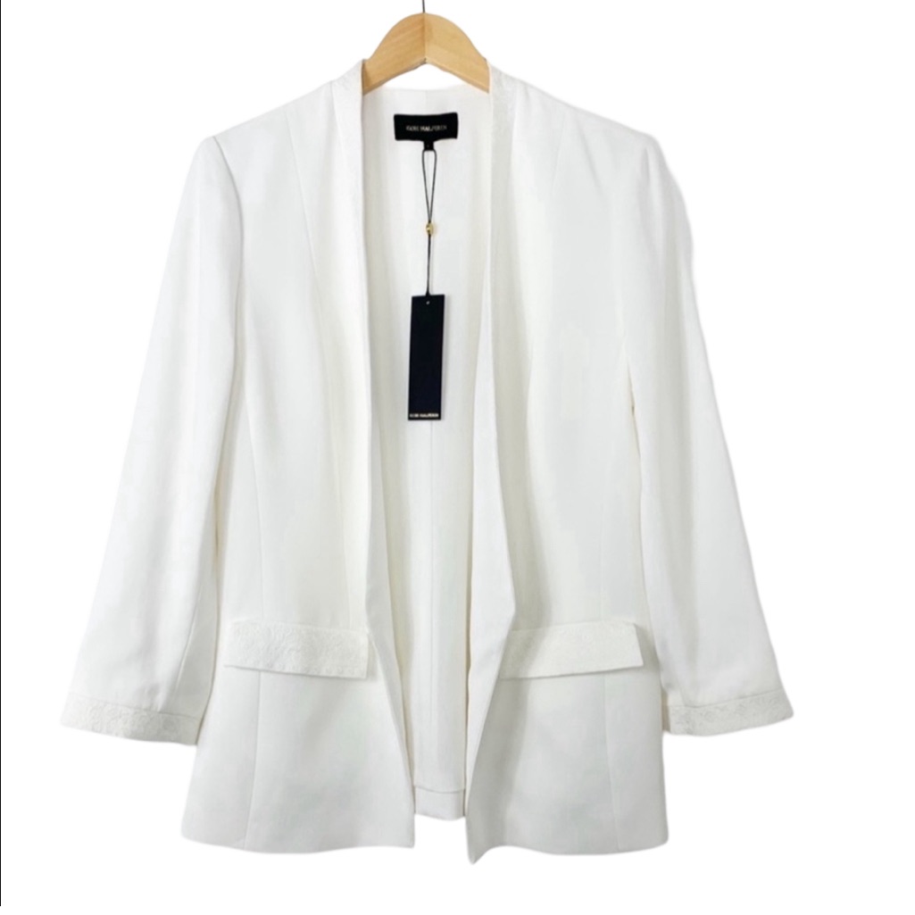 Kobi Halperin Rosalie Embroidered Open Blazer Large Ivory Nwt